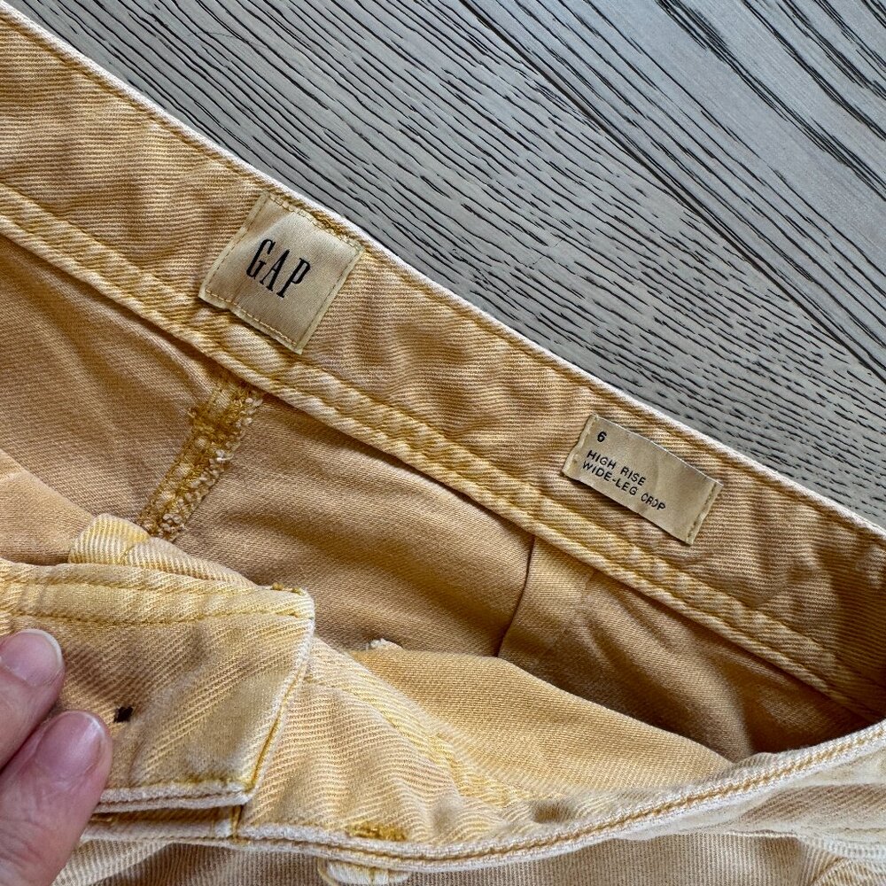 GAP Wide Legged High Rise Cropped Jeans Yellow 6 - Picture 6 of 12